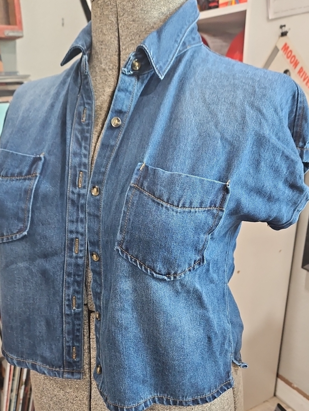 Soft Denim Top Thread & Supply S Crop Length Western Classic
